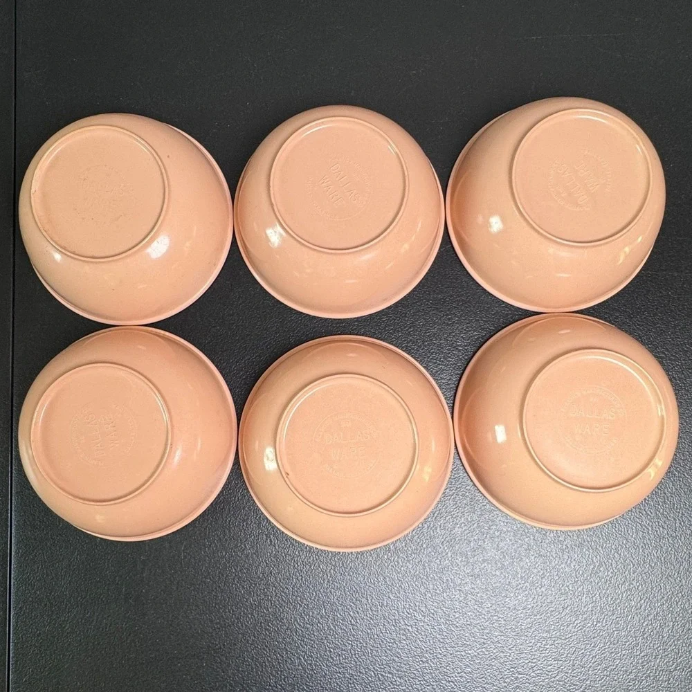 Vintage Dallas Ware B81 Peach Melamine Bowls Set of 6 MCM Melmac Made in USA #1